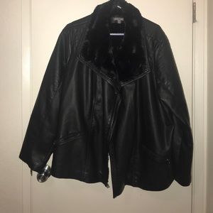 Fur lined leather jacket